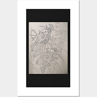 koi dragon Posters and Art